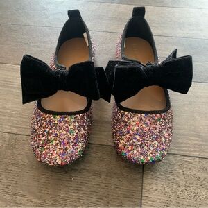 Old Navy Girls Size 1 Glitter + Black Velvet Ballet Flats